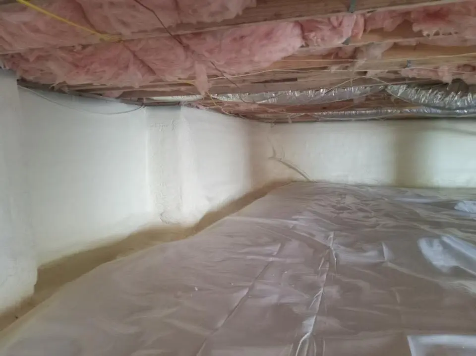 Crawl space encapsulation with closed-cell spray foam for Roof Leak Repair in Maplewood